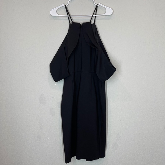 Gianni Bini Pilar Ruffle Black Dress Women's M Cold Shoulder Bodycon Stretch - Picture 6 of 15